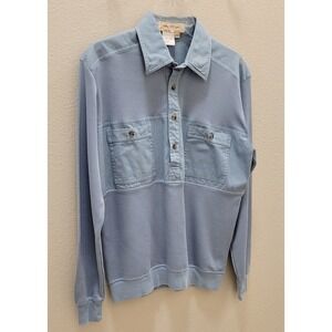 Norm Thompson‎ Shirt Mens Size M Light Blue Long Sleeve Pullover Golf Casual Vtg